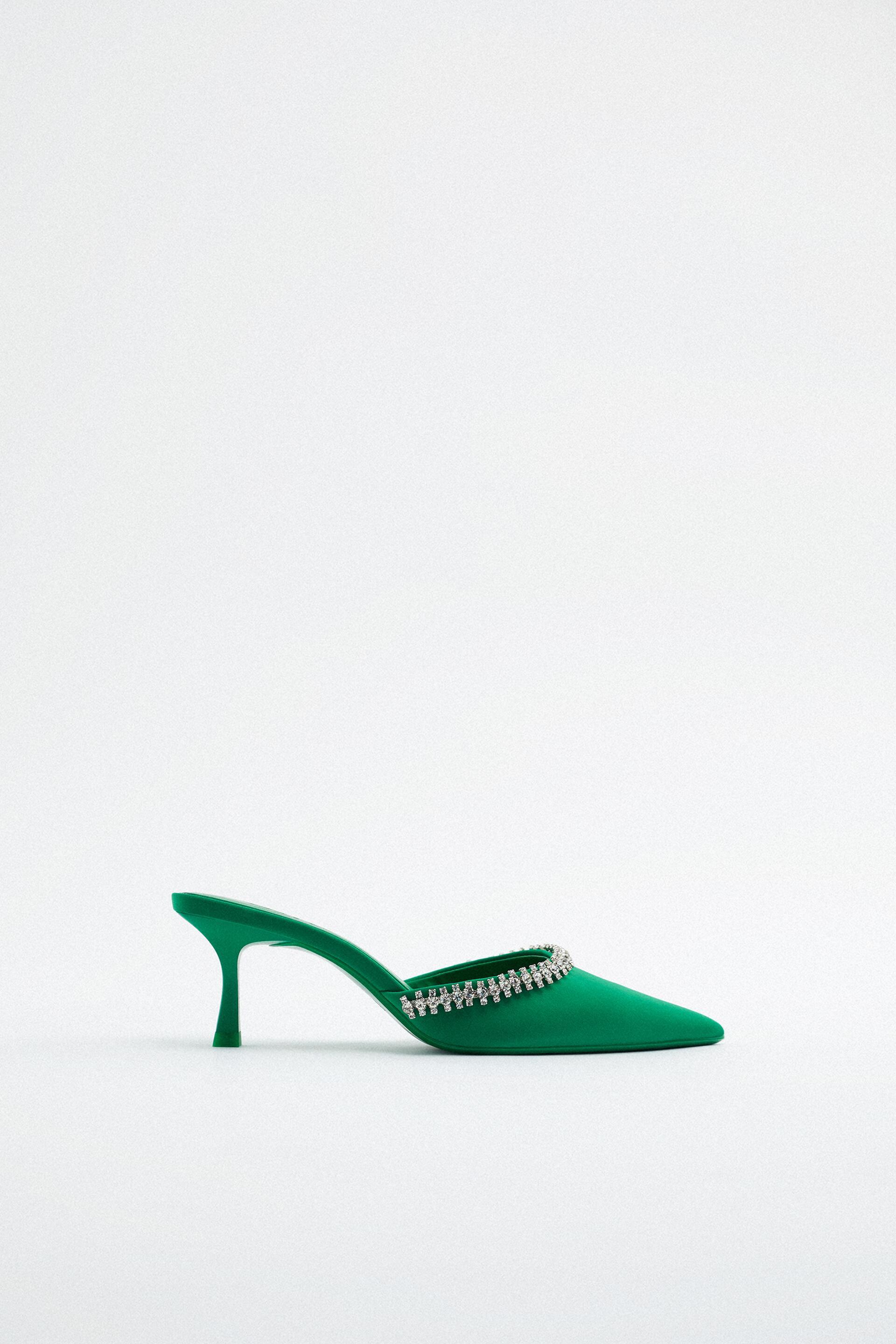 Zara green mules sales